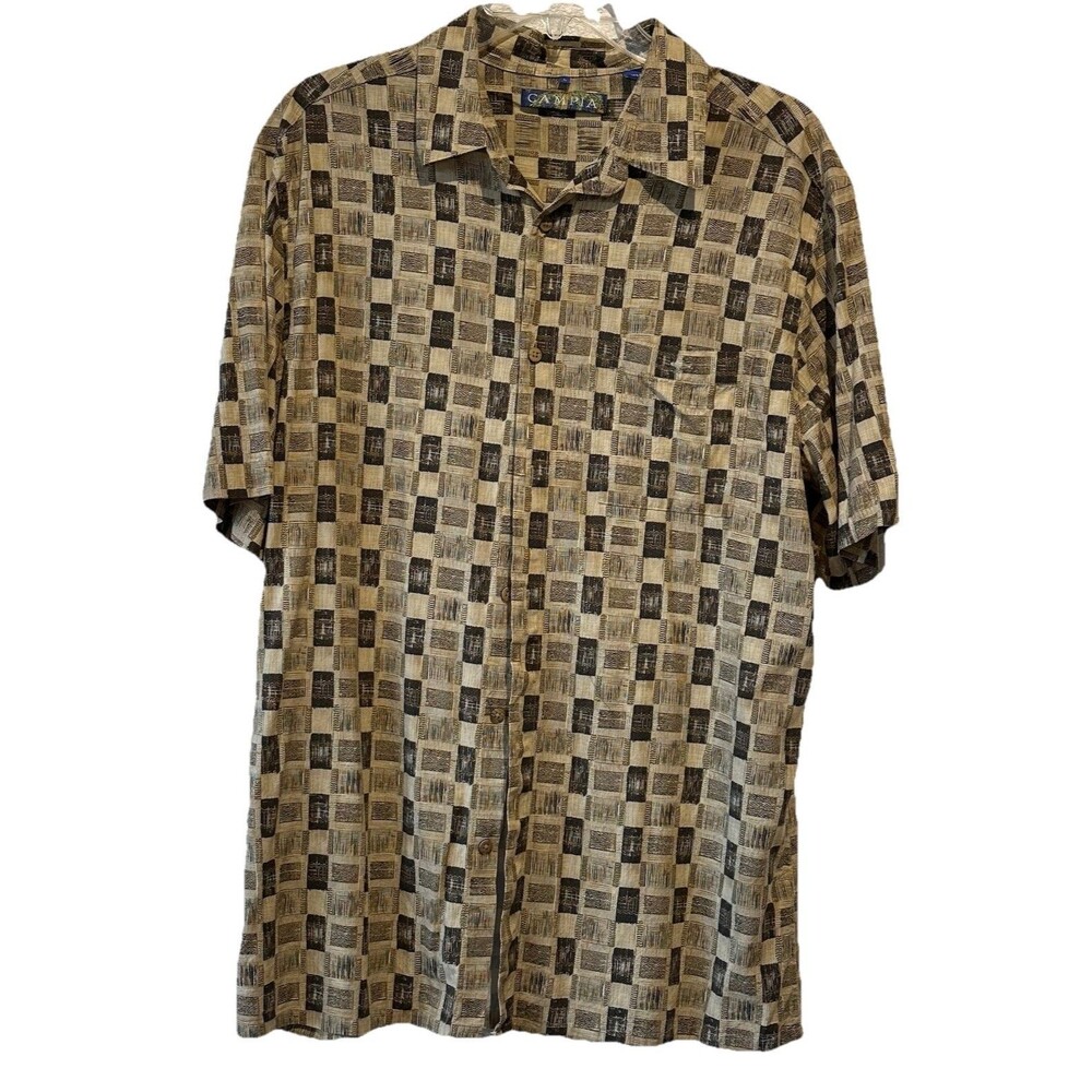 Campia Men's Short Sleeve Shirt Rayon, Size Large